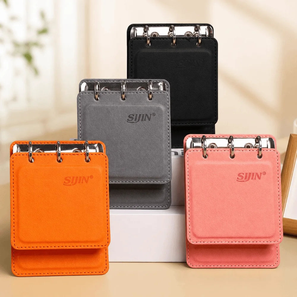 A7 PU Leather Pocket Notebook 3-Ring Binder Travel Journal