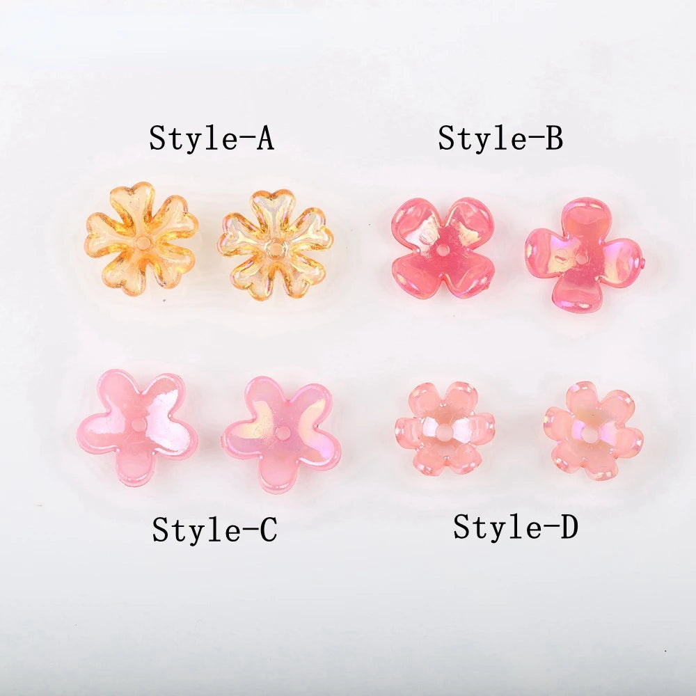 50pcs Acrylic Flower & Pearl Bowknot Beads for DIY Jewelry Making DIY Craft Beads Nixie