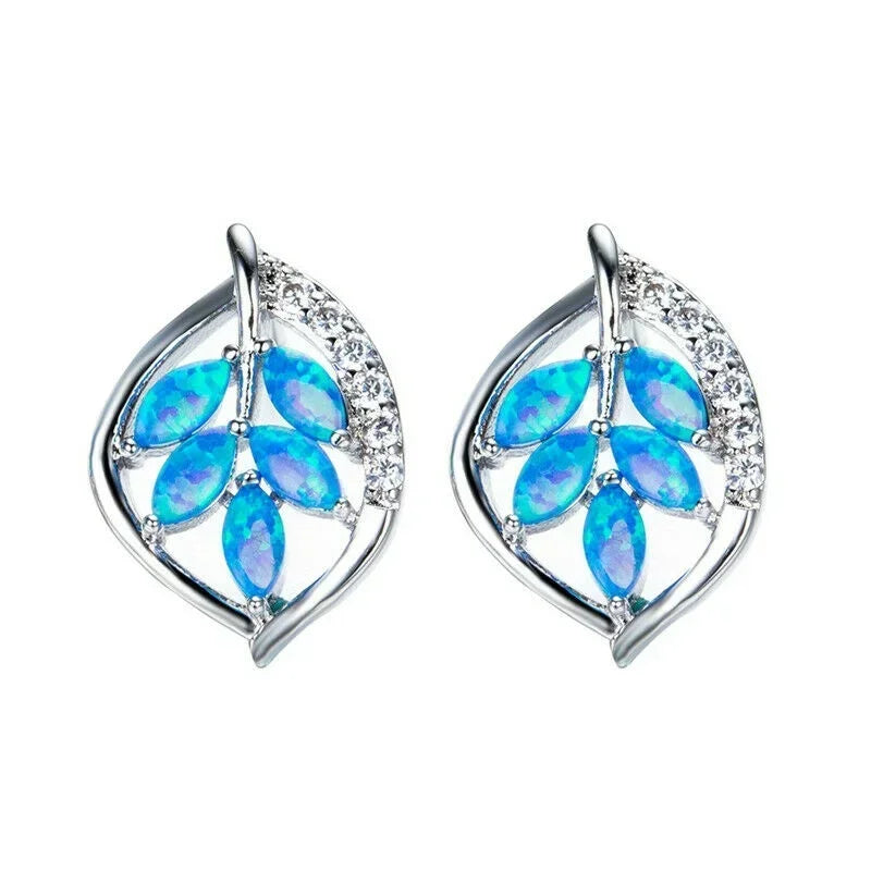 Blue Opal Heart Stud Earrings – Hypoallergenic Crystal Studs Stud Earrings Nixie