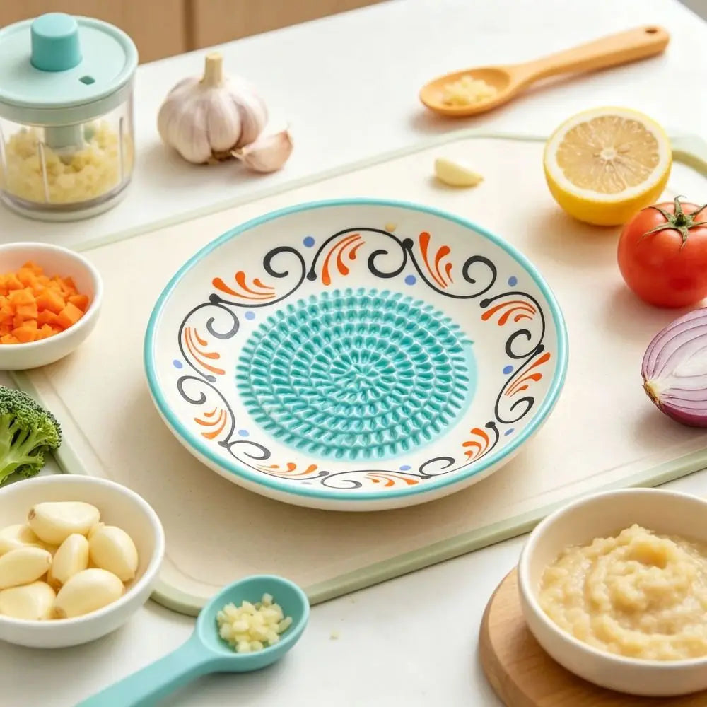 Ceramic Ginger Grater Round Plate – Multi-Purpose Kitchen Tool