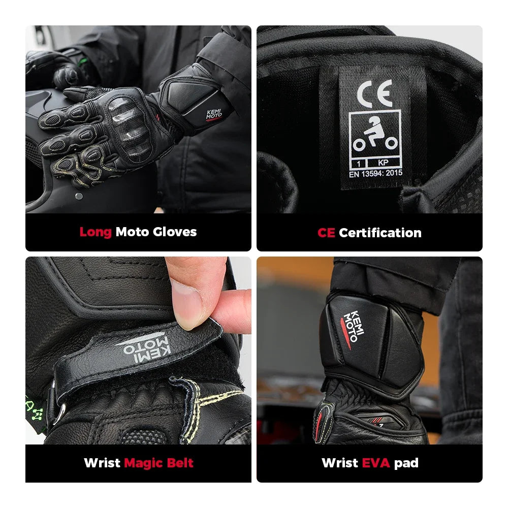 KEMITOUR Leather Motorcycle Gloves CE Kevlar Racing Protection Motorcycle Racing Gloves Nixie