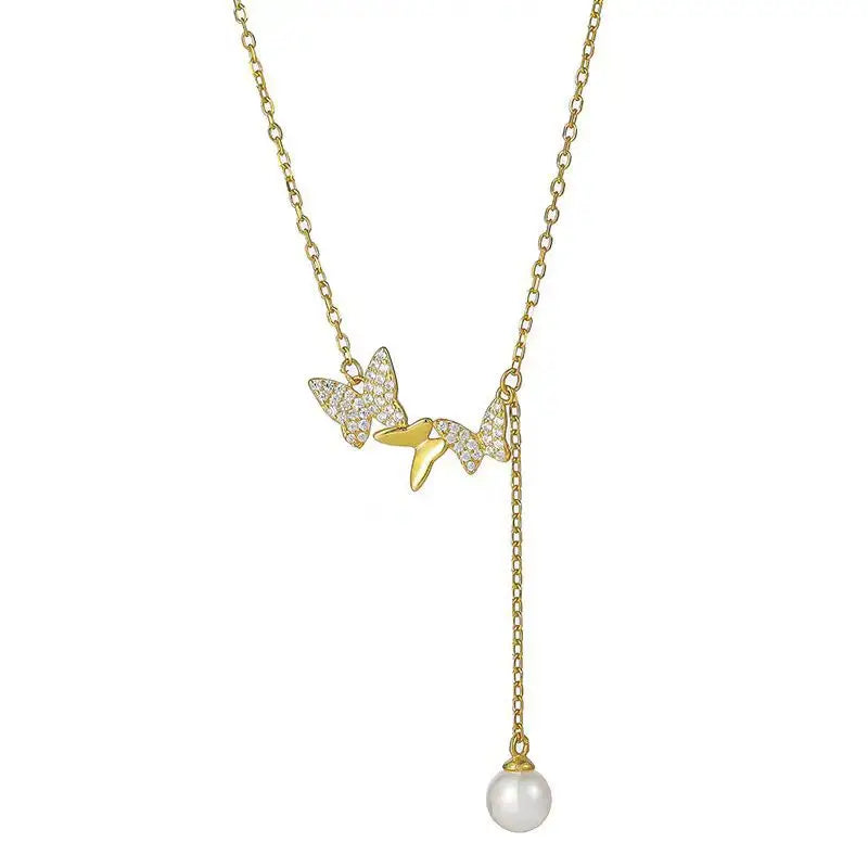 Butterfly Copper Pendant Stainless Steel Chain Necklace Women Pendant Necklace Nixie