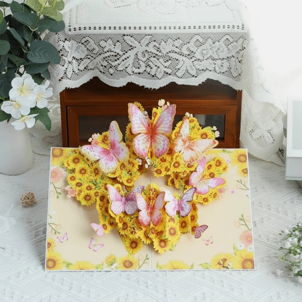 3D Pop-Up Flower Bouquet Greeting Card | Handmade Paper Art Pop-Up Greeting Card Nixie