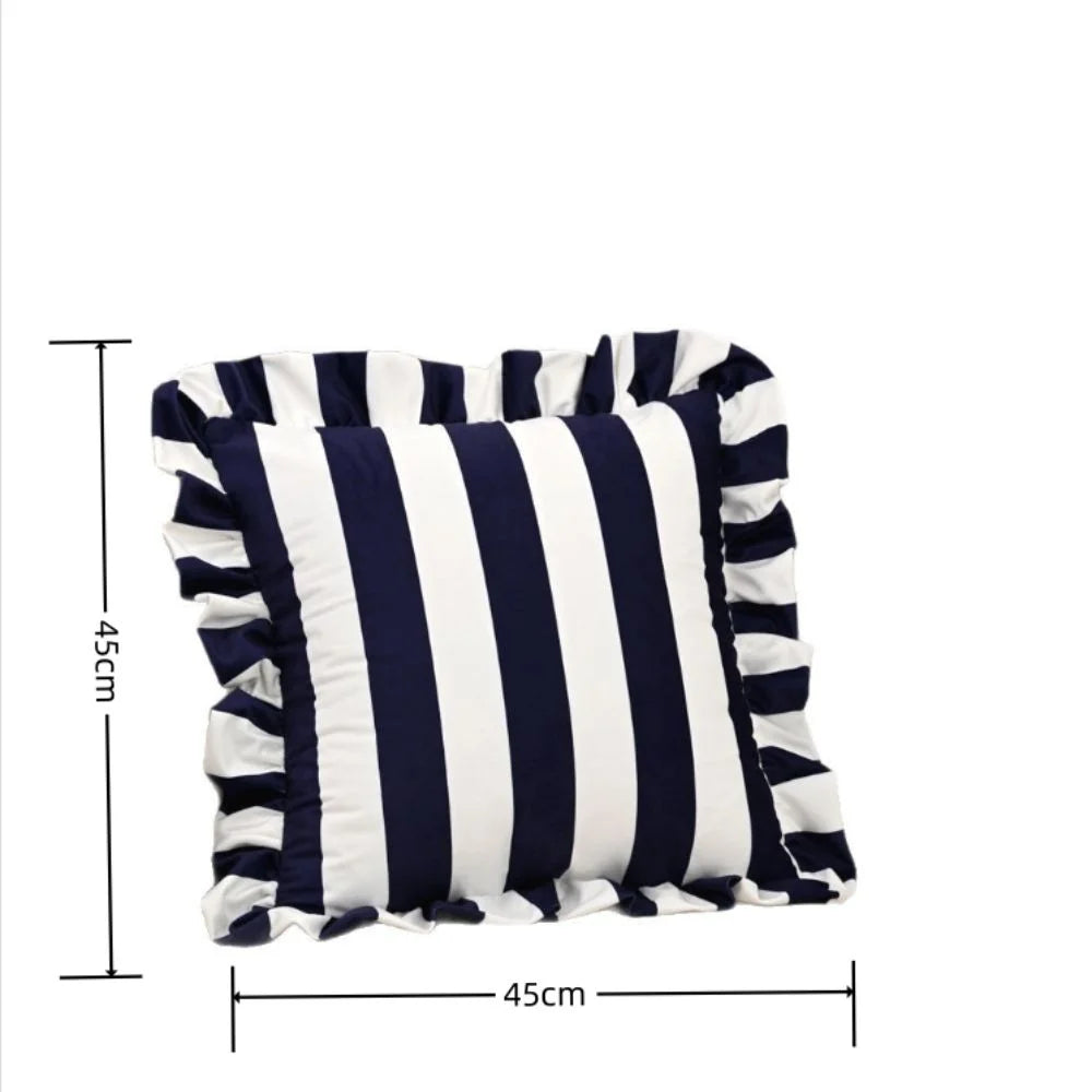 Striped Velvet Pillowcase Lotus Leaf Edge | Soft Decorative Cover Decorative Pillowcase Nixie