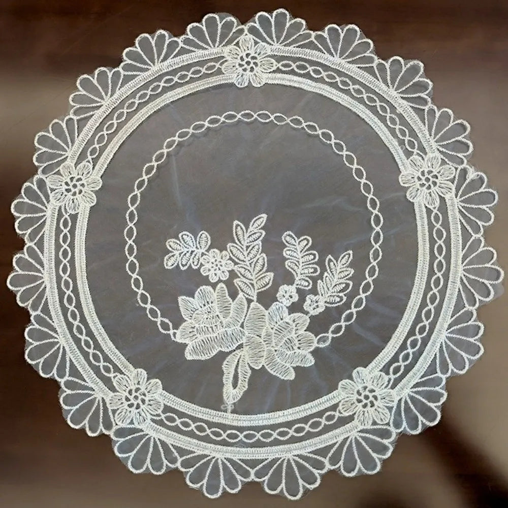 European Lace Embroidery Placemat Round Tray Mat Table Cloth Lace Table Placemat Nixie 40cm