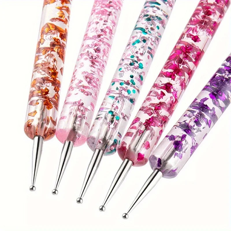 5-Piece Dual-Ended Nail Art Dotting Pen Set – Rhinestone Tools Nail Art Dotting Pens Nixie