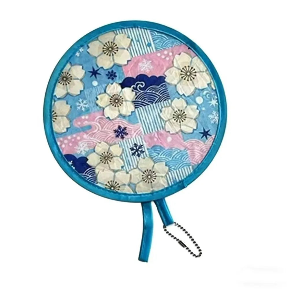 Round Foldable Handheld Fan with Storage Bag – 8 Styles