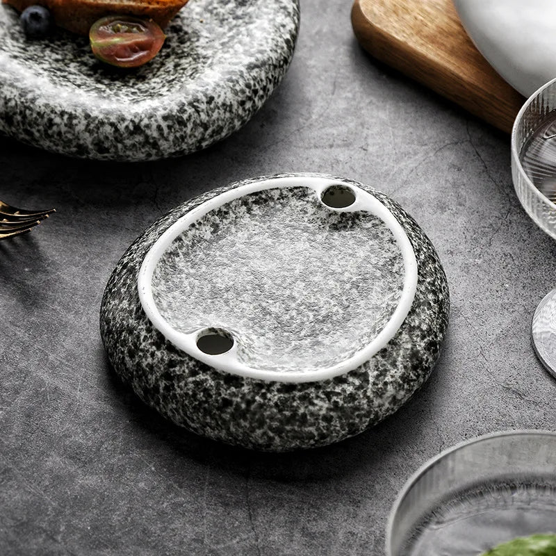Japanese Stone Pattern Ceramic Plates – Sushi, Steak & Dinner Ceramic Dinner Plate Nixie