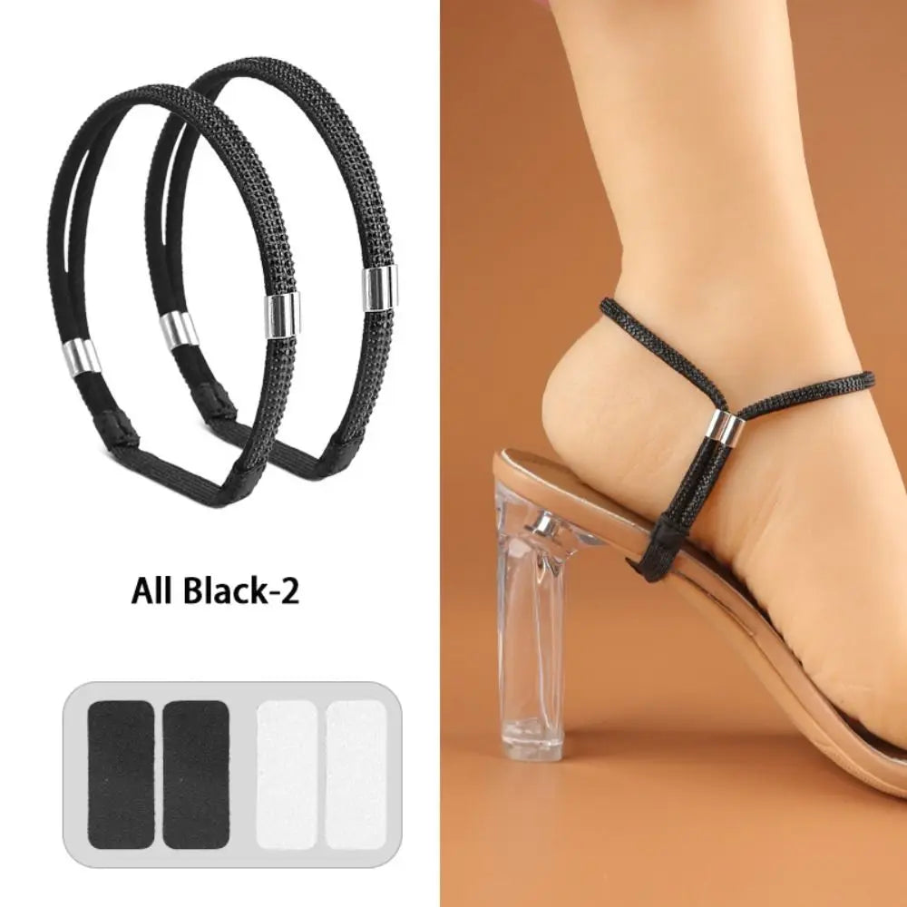 2 Pairs Rhinestone Elastic Ankle Straps for High Heels