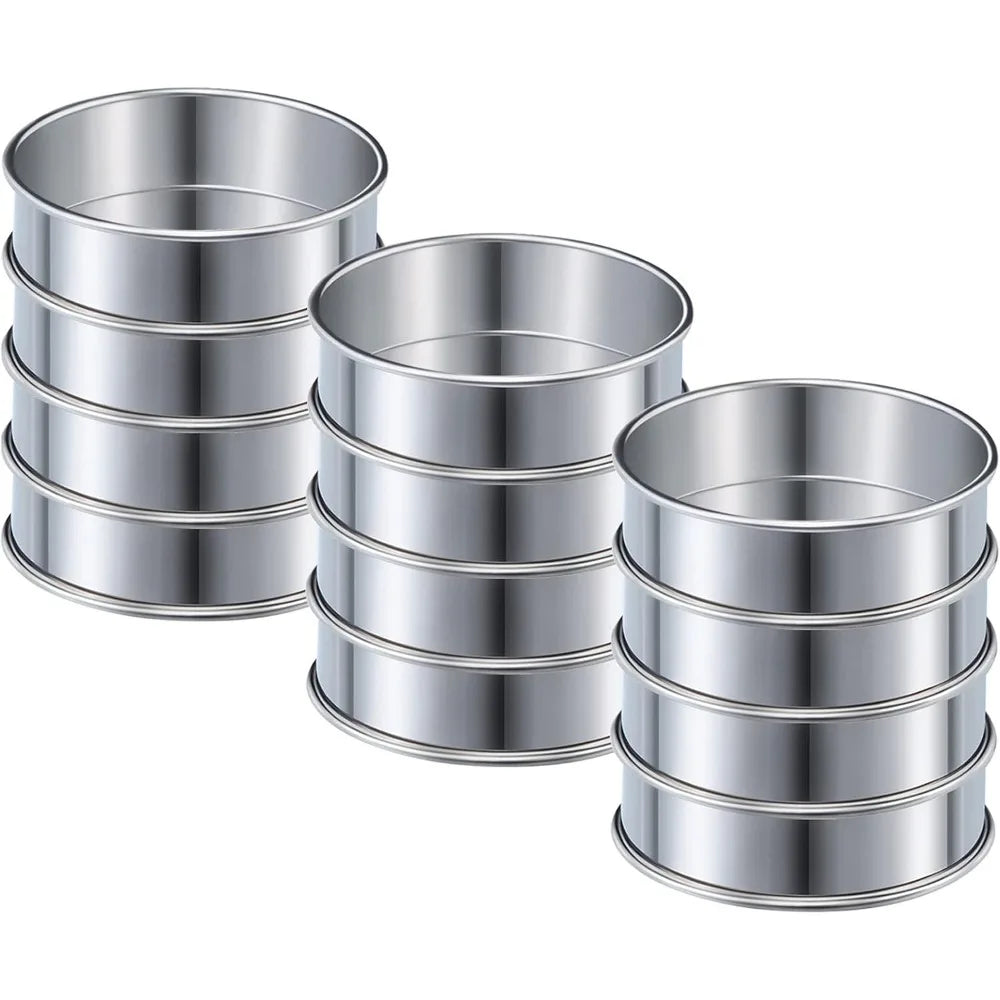 12-Piece Stainless Steel Muffin & Crumpet Rings – Double Rolled Baking Mold Rings Nixie