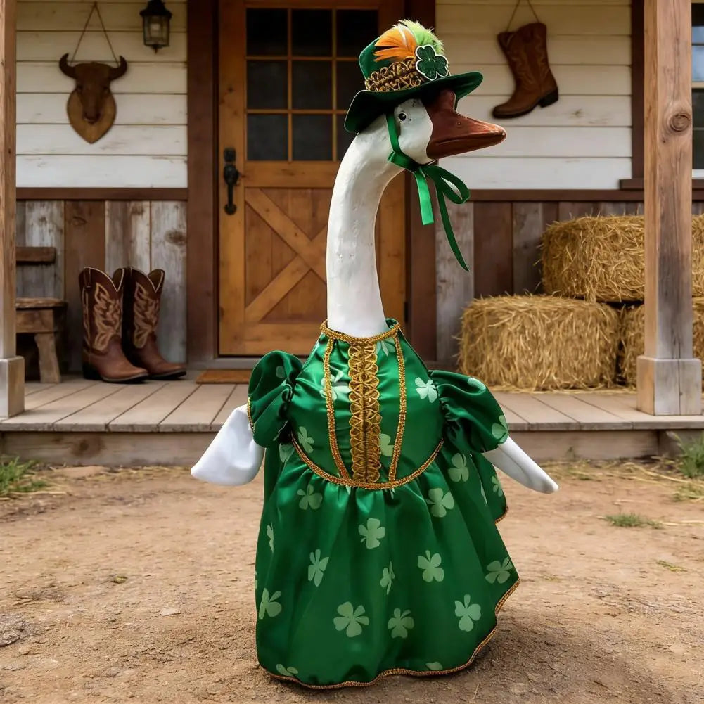 St. Patrick's Day Goose Outfit – Irish Shamrock Porch Costume Holiday Goose Costume Nixie