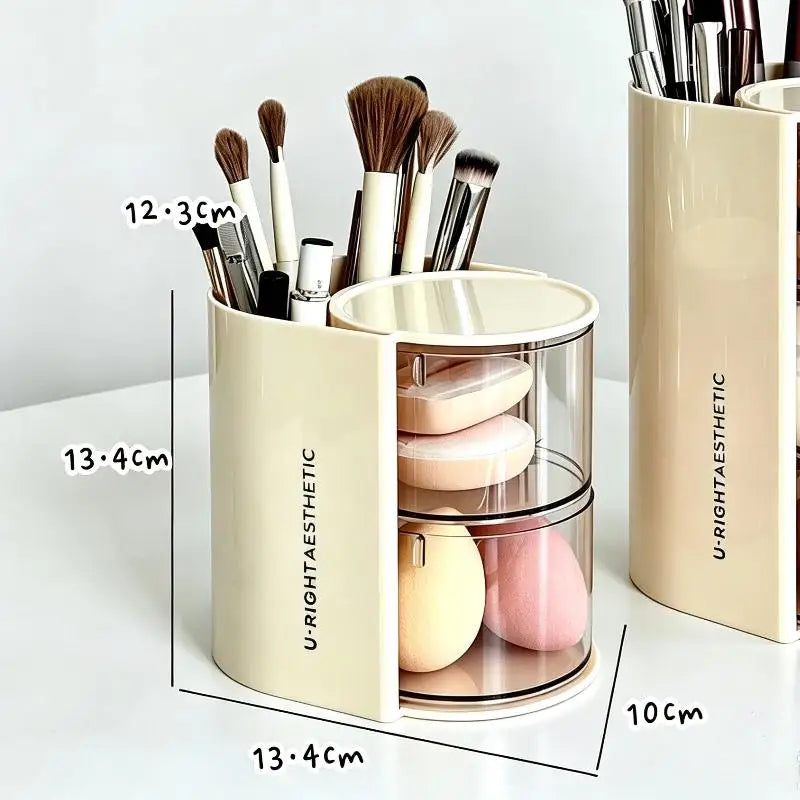 360° Rotating Makeup Brush Holder – Clear Dustproof Organizer Cosmetic Storage Organizer Nixie