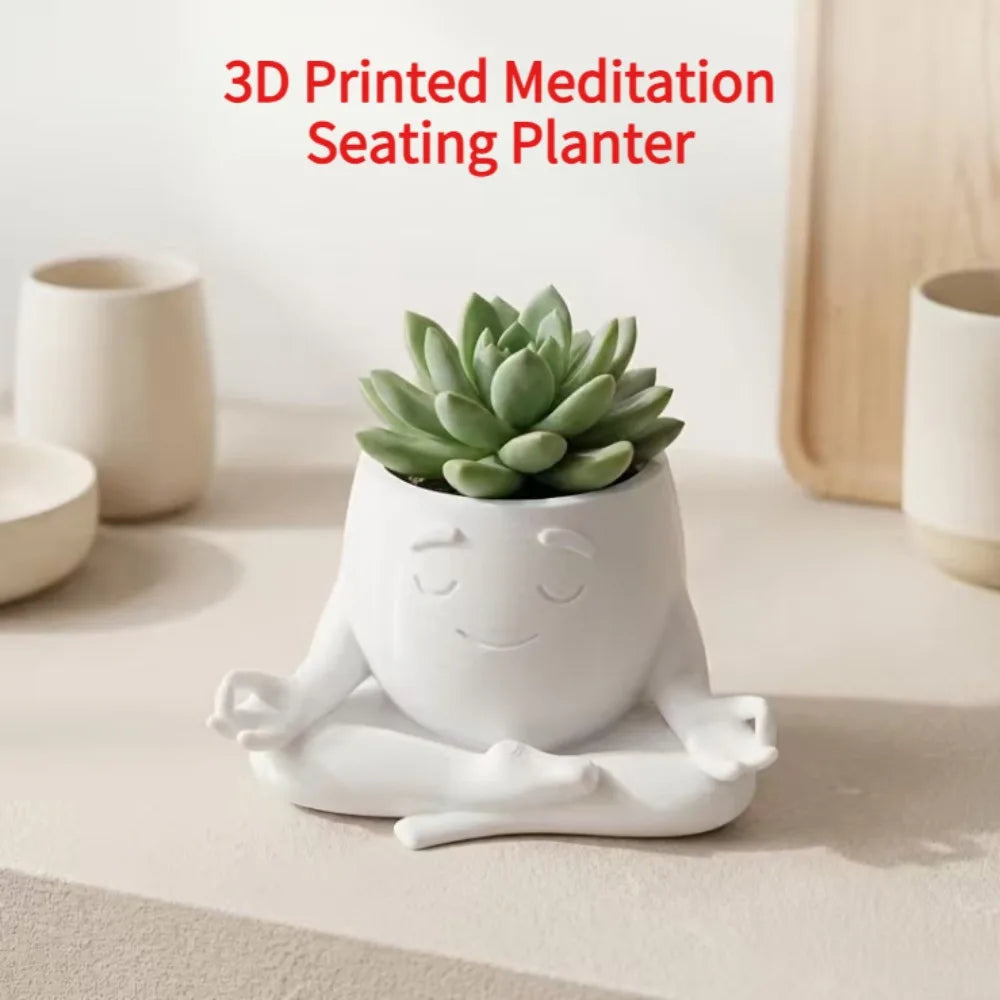 3D Printed Meditation Succulent Planter – Desk Ornament Decorative Planter Nixie