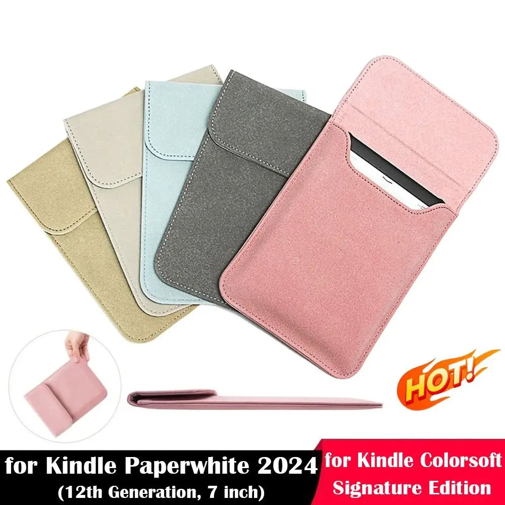 PU Leather Kindle Sleeve for Paperwhite, Colorsoft & Scribe e-Reader Sleeve Case Nixie