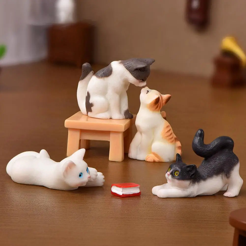 Kawaii Mini Cat Figurine – Cute Kitten Resin Ornament, 15 Styles Decorative Figurine Nixie