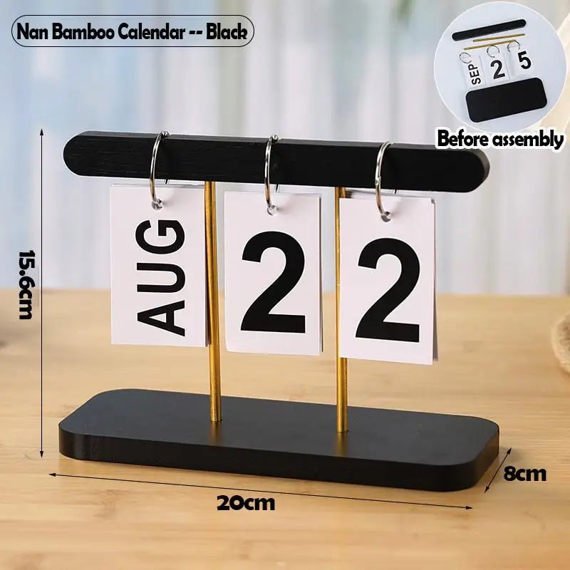 Flip Perpetual Desk Calendar – Minimalist ABS Desktop Ornament Perpetual Desk Calendar Nixie Black
