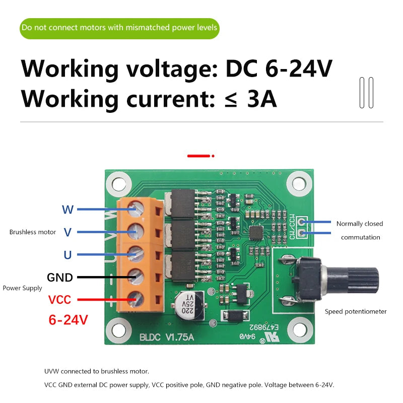 DC Brushless Motor Control Board 6V 12V 24V Fan Speed Governor Motor Control Board Nixie Default Title