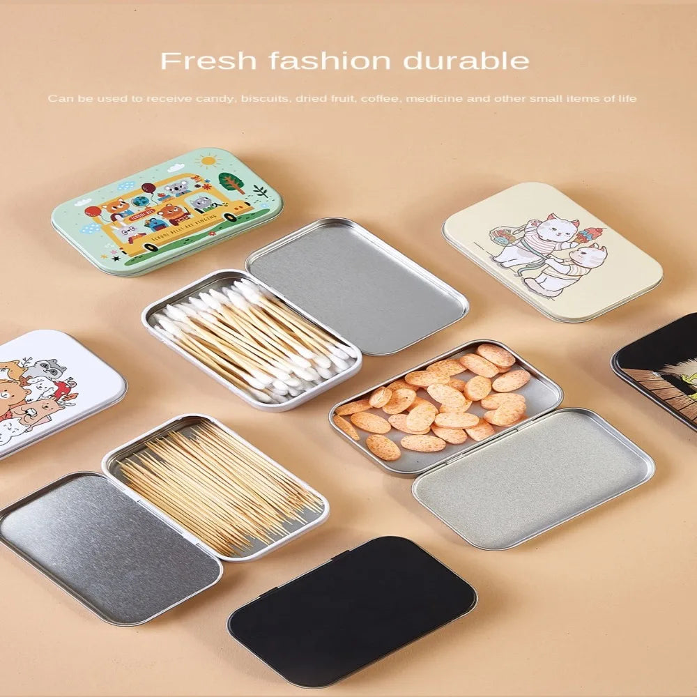 Cute Tinplate Flip Lid Storage Box 95×60×20mm – Metal Tin Case Tinplate Storage Box Nixie