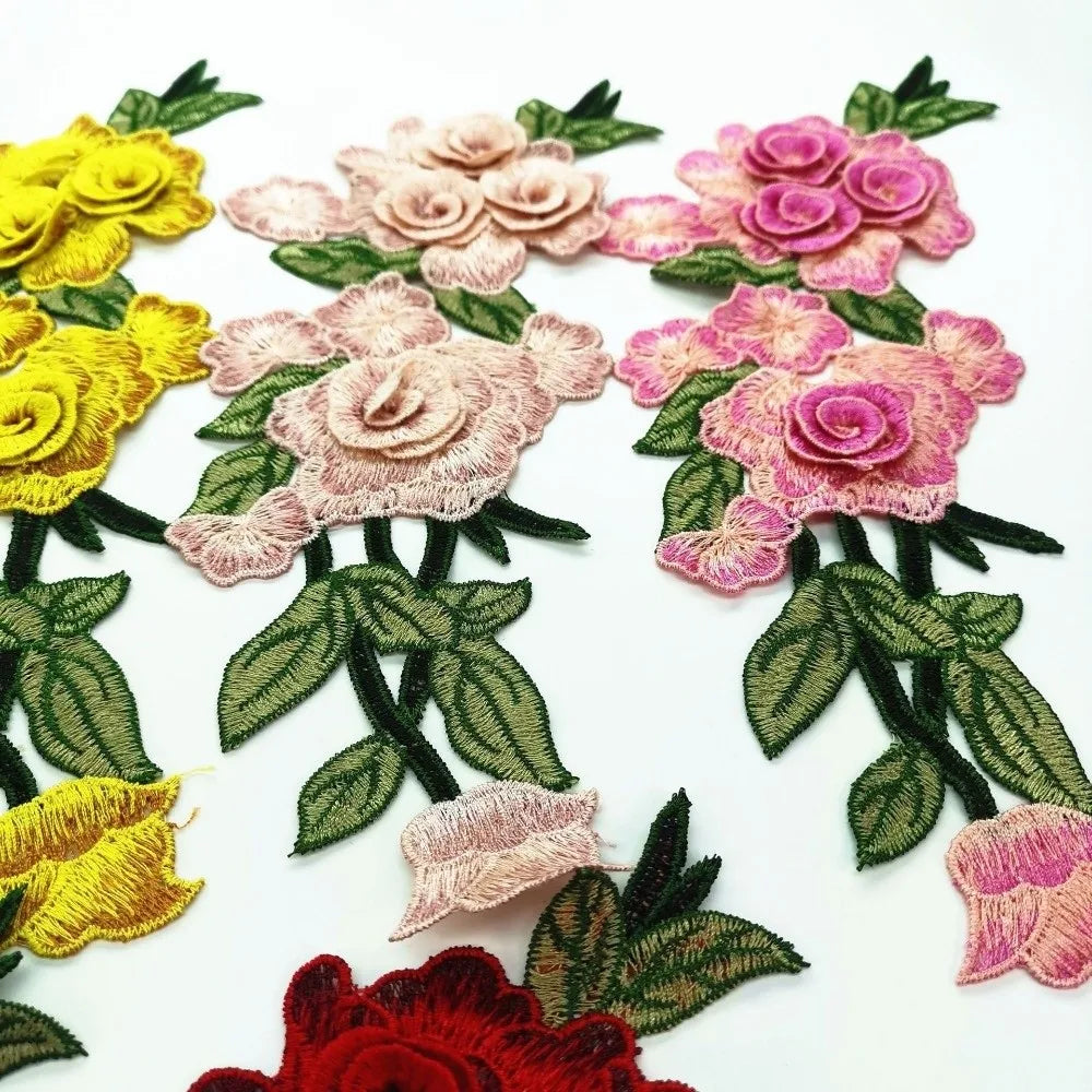 3D Embroidered Rose Flower Sew-On Patch – Ethnic Appliqué Embroidered Sew-On Patch Nixie