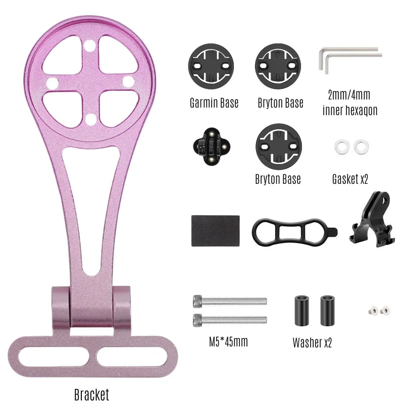 Aluminum Alloy Bike GPS Bracket & Light Mount – Garmin/Bryton/Wahoo Bike Computer Mount Nixie PINK