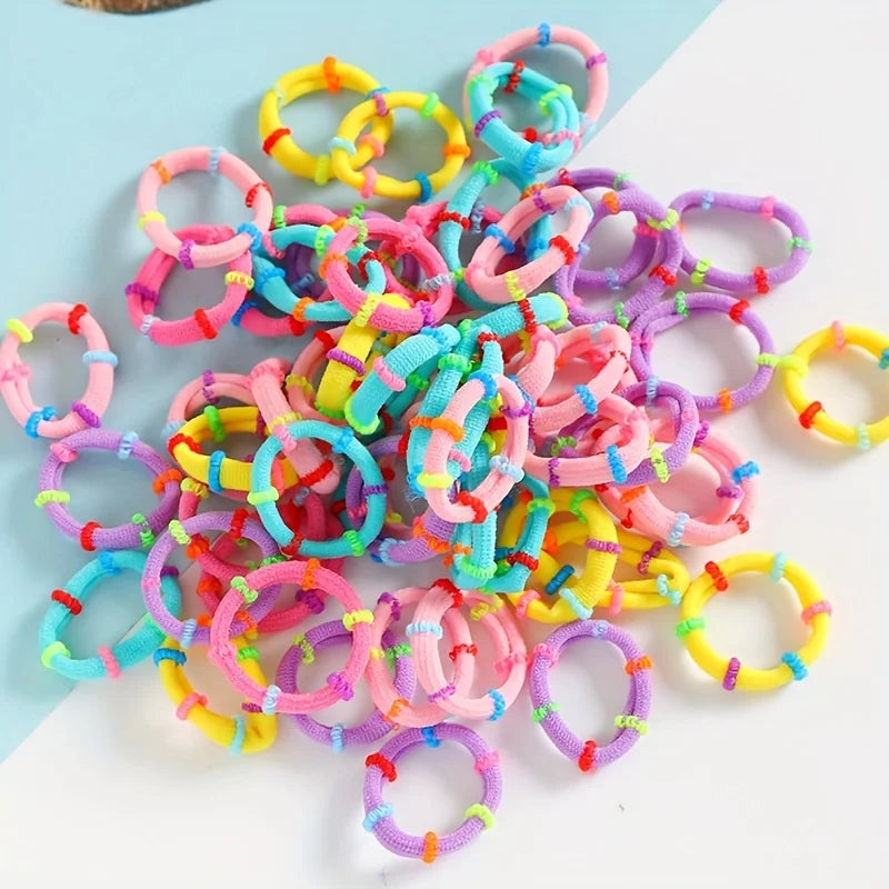 100pcs Elastic Hair Ties & Ponytail Holders – Soft Nylon Bands Elastic Hair Ties Nixie Mix - 100pcs