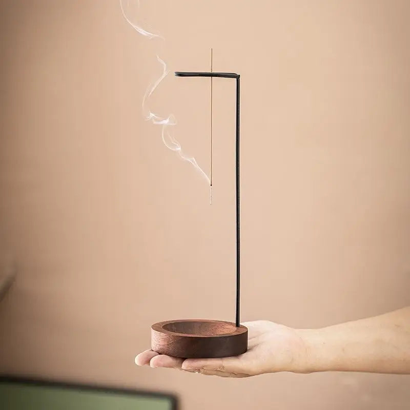 Wooden Upside Down Incense Burner & Anti-Ash Stick Holder