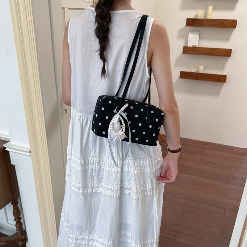 Korean Polka Dot Boston Shoulder Bag | Cute Underarm Bag Shoulder Bag Nixie