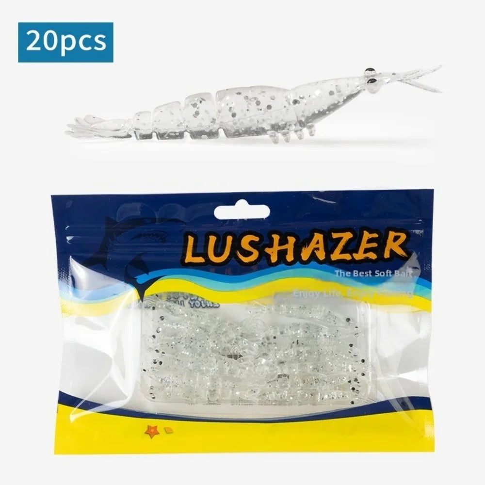 20pcs Luminous Silicone Shrimp Fishing Lures | 3D Eyes 4.5–5.5cm Soft Fishing Lure Nixie 5.5cm A