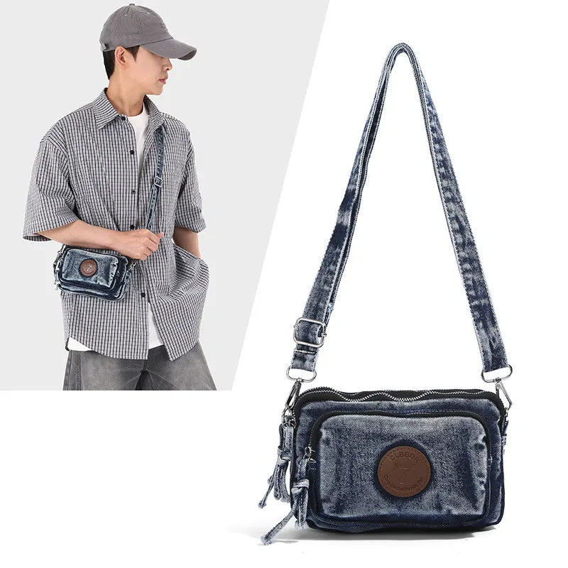 Vintage Denim Shoulder Crossbody Bag | Multi-Layer Women's Bag Denim Shoulder Bag Nixie