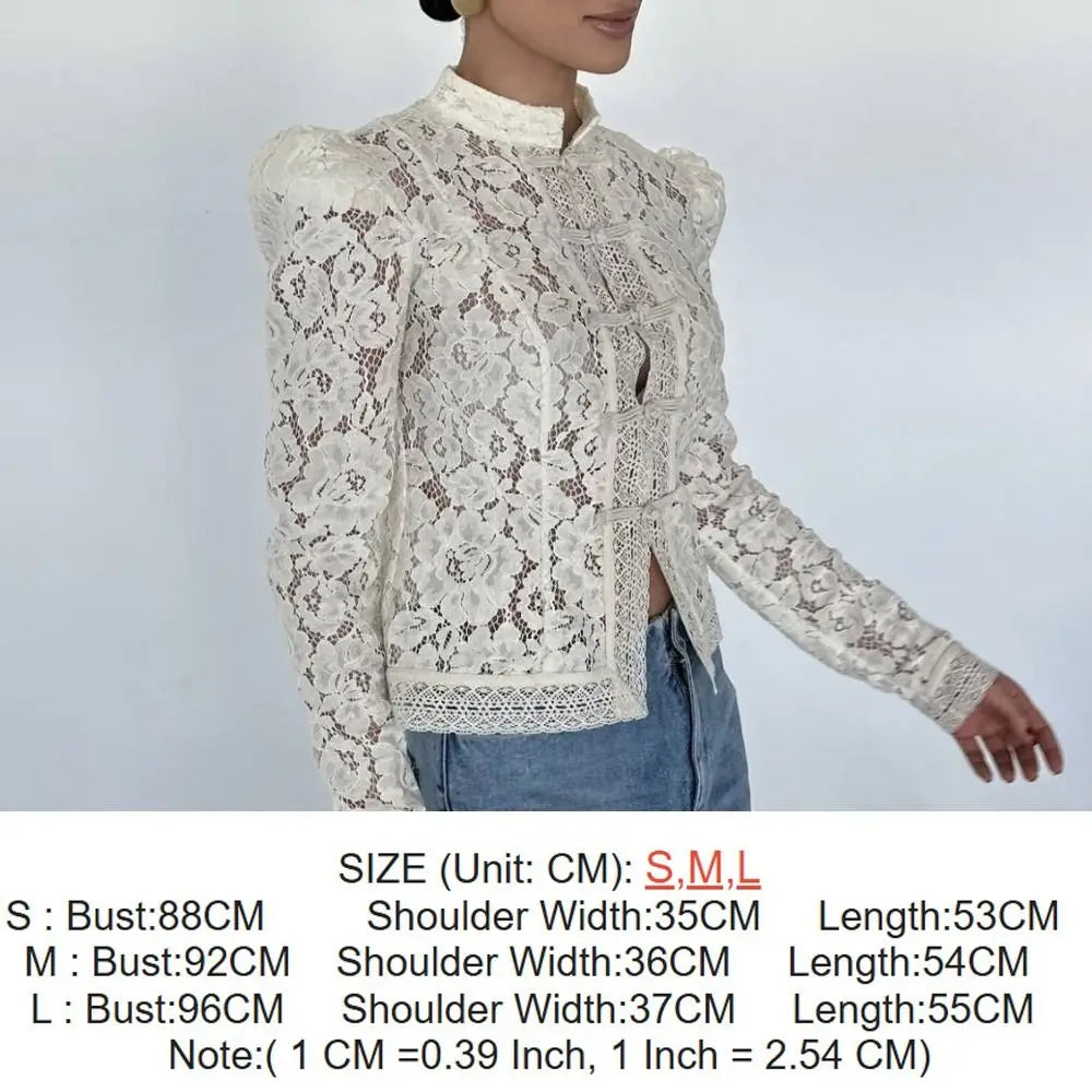 Chinese Style Embroidered Hollow Out Cotton Blouse | Full Sleeve