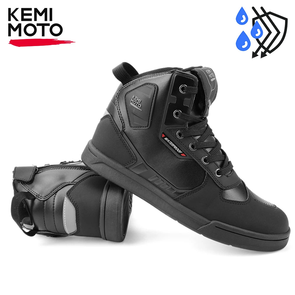 KEMITOUR Men's Waterproof Motorcycle Shoes | Ankle Protection Motorcycle Riding Shoes Nixie