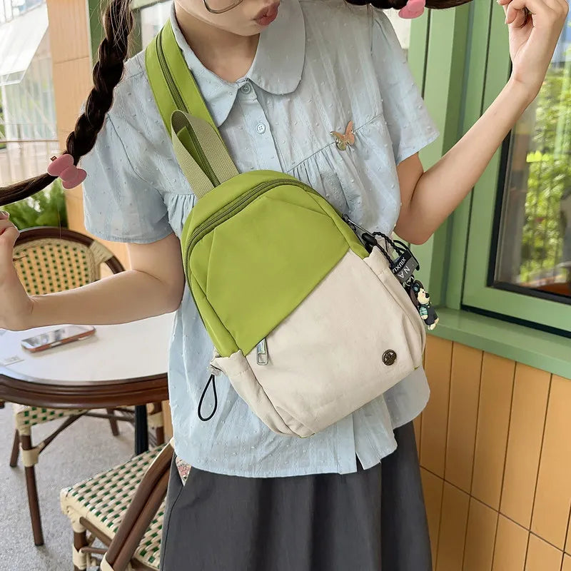 Contrast Color Nylon Backpack & Crossbody Chest Bag – Unisex Crossbody Backpack Nixie