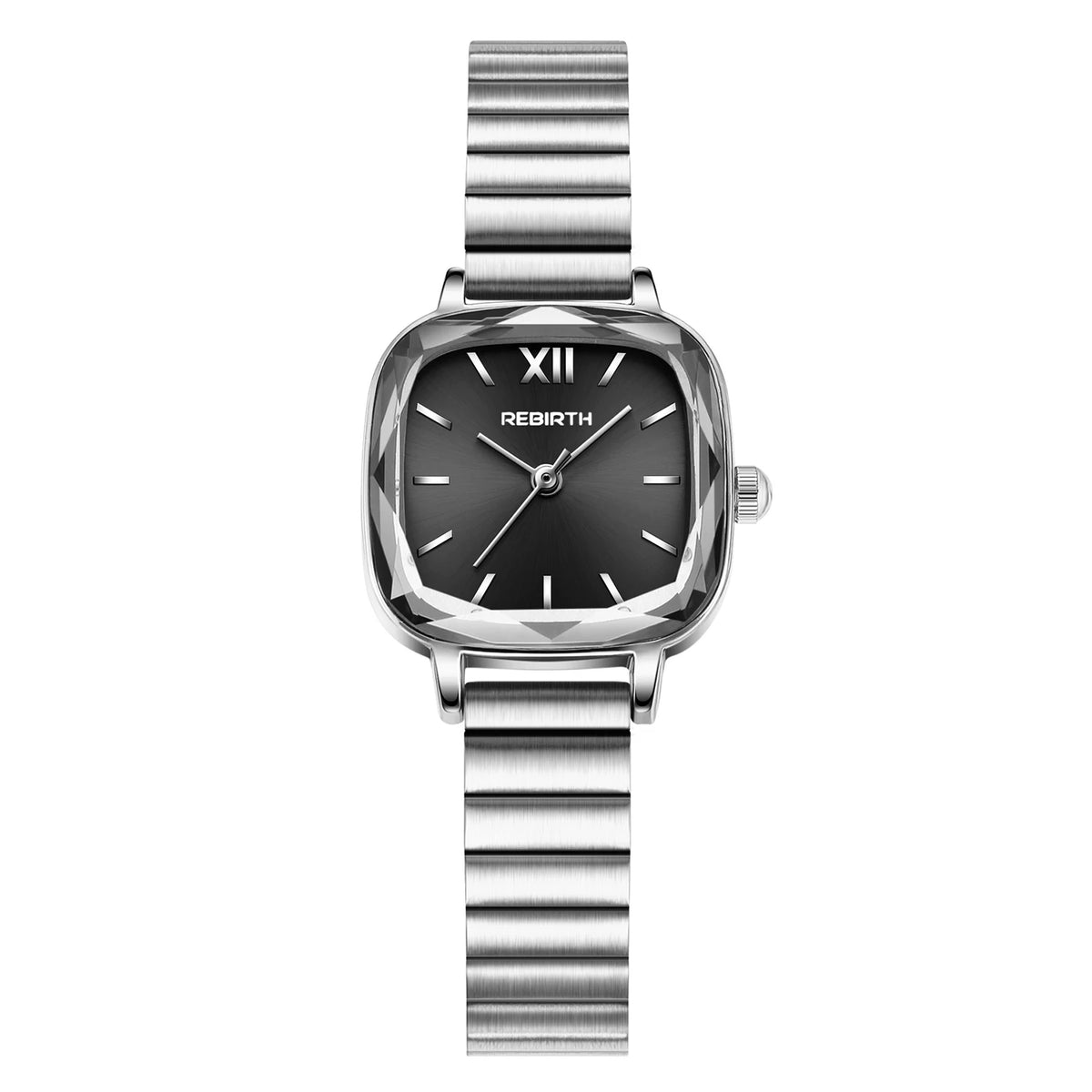 REBIRTH Women's Small Square Quartz Watch – Minimalist Style Women's Quartz Watch Nixie black