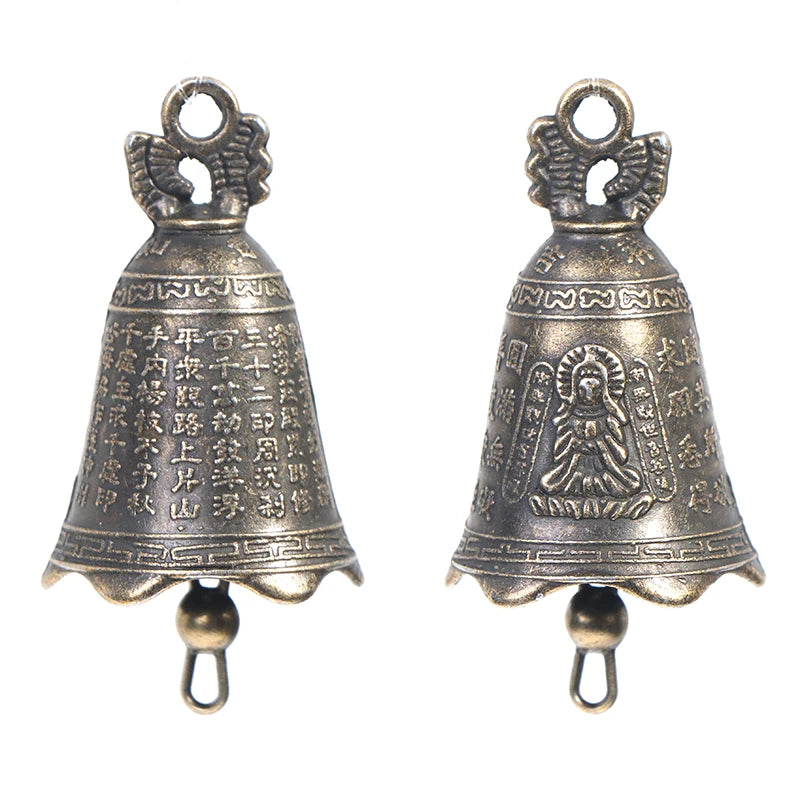 2pcs Mini Antique Brass Guanyin Bell Copper Sculpture Set Decorative Bell Sculpture Nixie