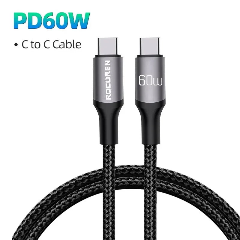Rocoren 240W USB-C Cable PD 3.1 Fast Charging 2M/3M USB-C Charging Cable Nixie 60W 2m