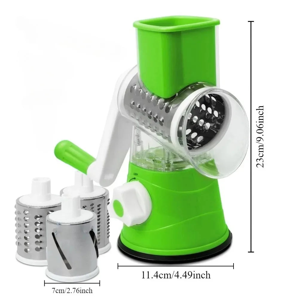 FEB.WIND Rotary Vegetable Cutter & Shredder with Drum Blades Rotary Kitchen Grater Nixie