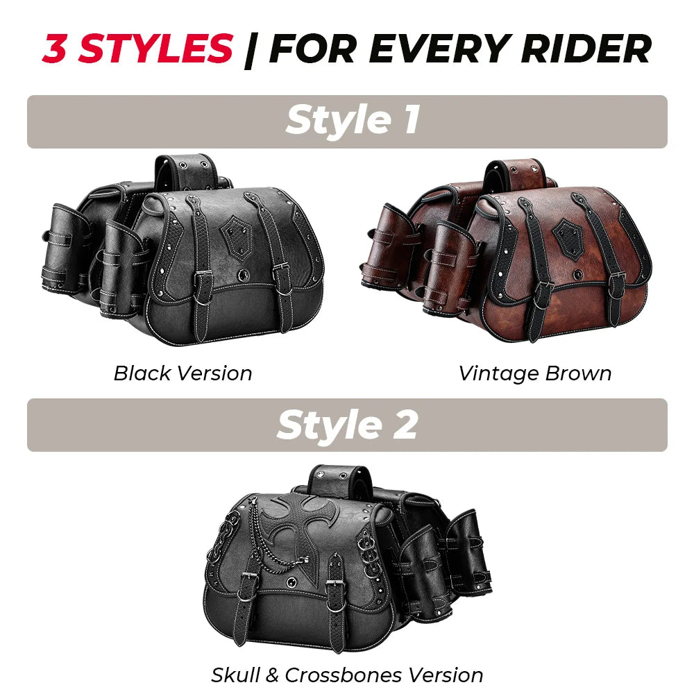 KEMITOUR Motorcycle Saddlebags PU Leather Throw Over Side Bags Motorcycle Saddlebags Nixie