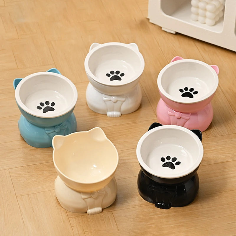 Ceramic Elevated Tilted Pet Bowl – Non-Slip Cat & Dog Dish Elevated Pet Bowl Nixie