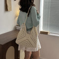 Cotton Crochet Tote Bag – Women's Woven Beach & Travel Bag Crochet Tote Bag Nixie Off-white (No Charm)