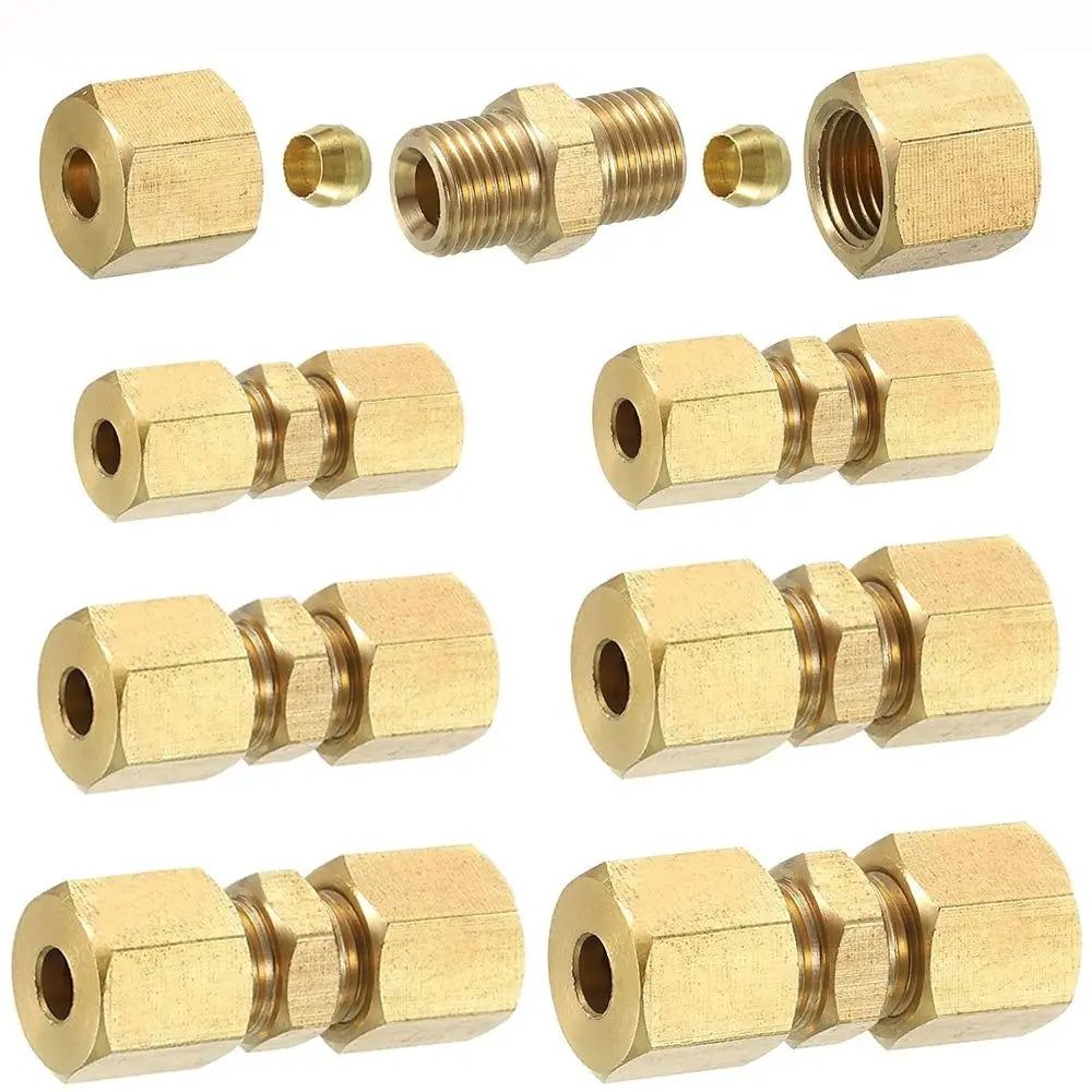 Brass Compression Union Straight Coupling – 4–16mm & Imperial