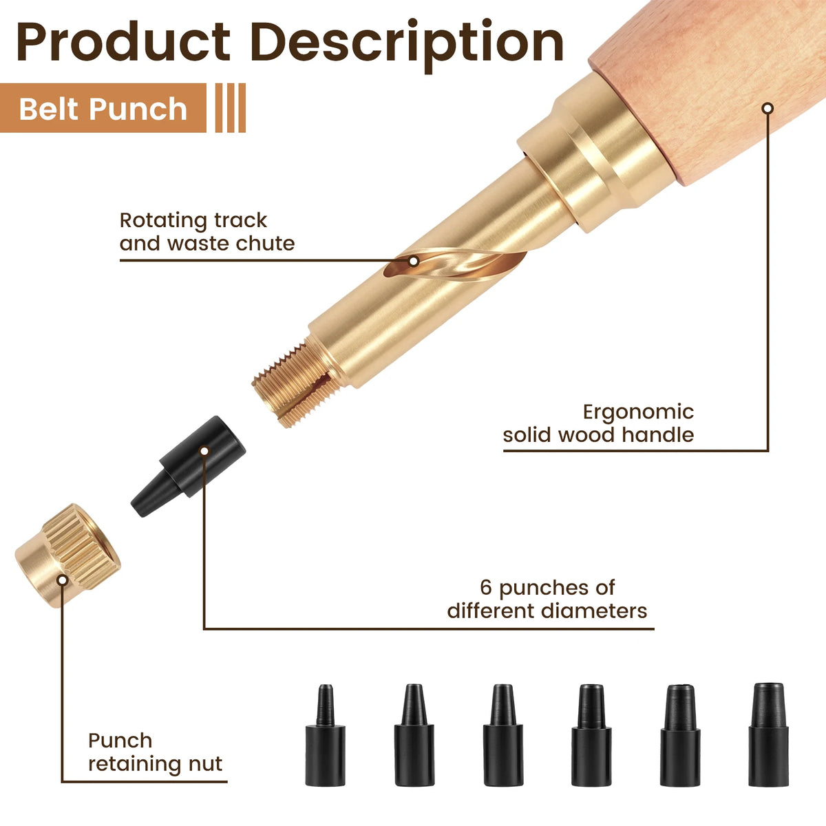 Japanese Screw Leather Hole Punch Tool Kit – 6 Tips, DIY Crafts
