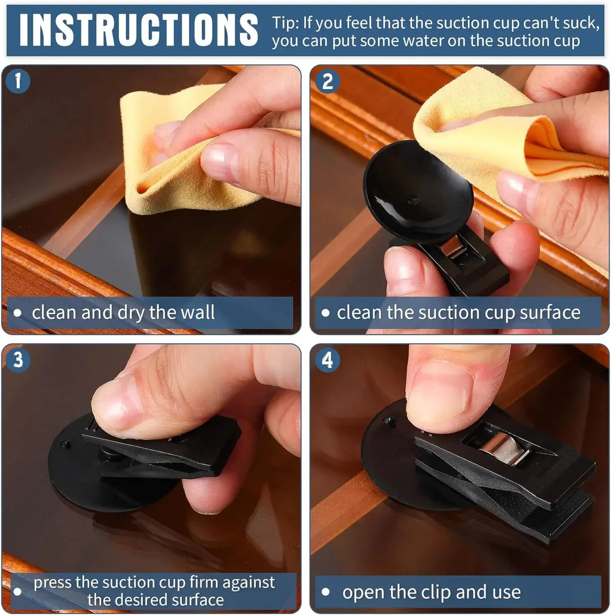 4pcs Car Suction Cup Clips – Sunshade, Card & Glasses Holder Car Suction Cup Clip Nixie