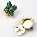 Flower Enamel Cufflinks – Sewing-Free Shirt Button Cover Enamel Cufflinks Nixie Green