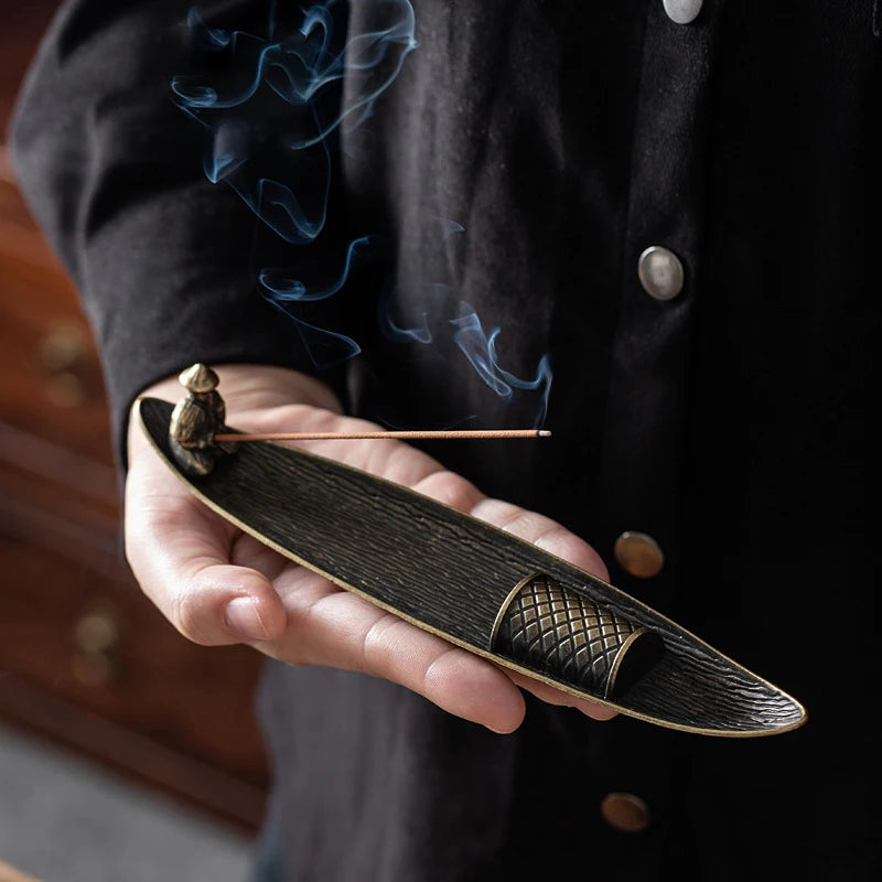 Long Leaf Incense Holder & Ash Catcher – Meditation Décor Incense Holder Nixie