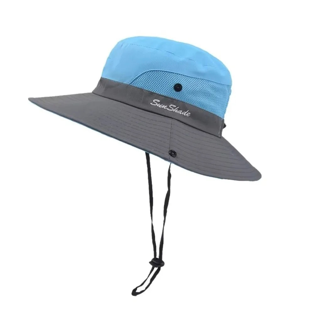 Breathable Mesh Bucket Hat – Foldable Outdoor Sun Hat Mesh Bucket Hat Nixie Blue