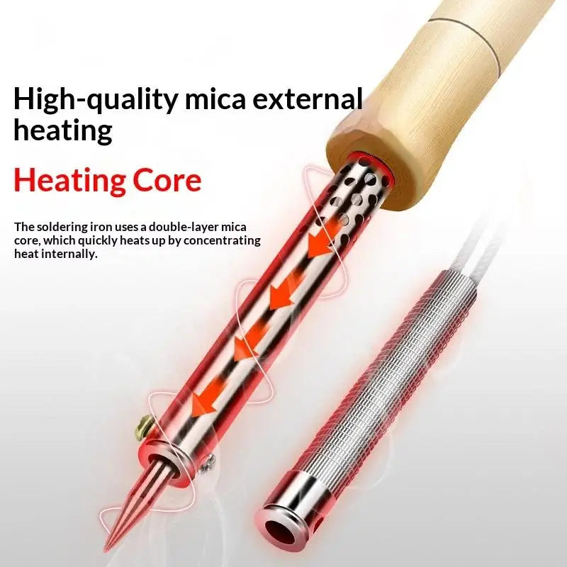 220V Wood Handle Soldering Iron – Adjustable 30W–100W Soldering Iron Nixie