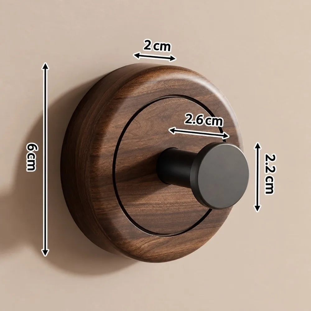 Walnut Wood Suction Cup Hook – No-Drill Removable Towel Hook Wall Storage Hook Nixie