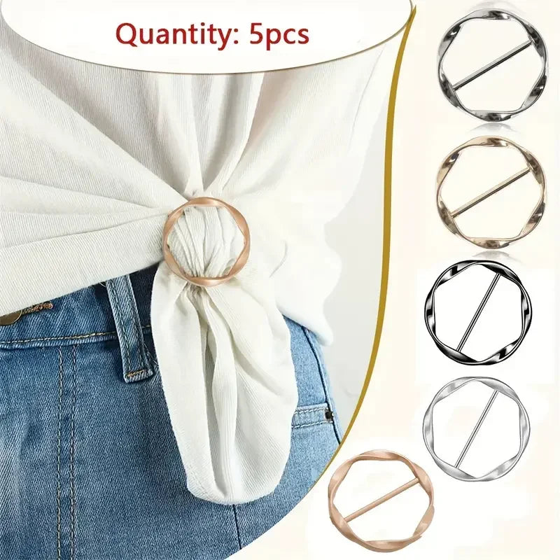 5Pcs Metal Adjustable Clip Buttons for Shirts, Shawls & Waist Fashion Clothing Clips Nixie