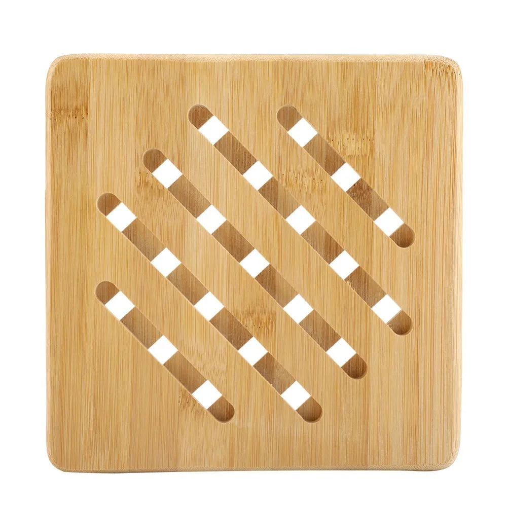 Bamboo Placemat Heat Resistant Hollow Insulation Dish Mat Bamboo Trivet Mat Nixie Orange