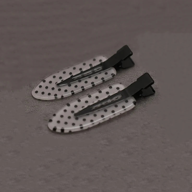 Black & White Polka Dot Acrylic Hair Clip | Minimalist Barrette Hair Clip Barrette Nixie 2Pcs-white